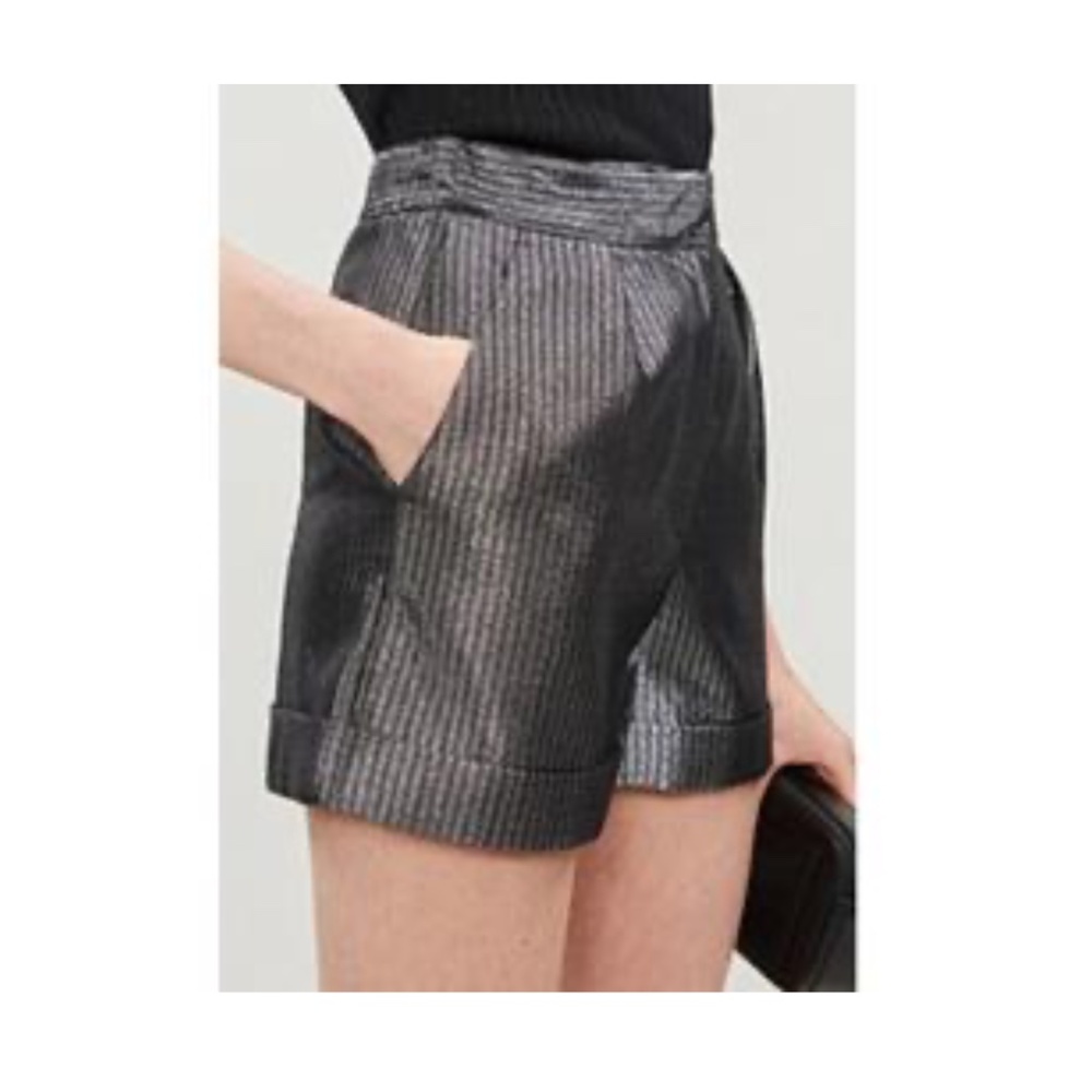 Maje Glitter Mini Shorts In Silver